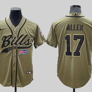 Bills Allen Baseball Style Army Jersey
