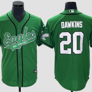 Eagles Dawkins Kelly Green Baseball Style Jersey