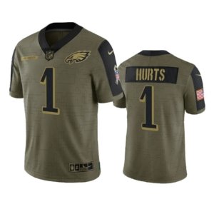 Eagles Hurts Olive Limited Jersey