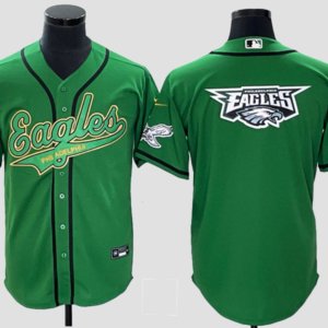 Eagles Kelly Green Baseball Style Jersey with Logo