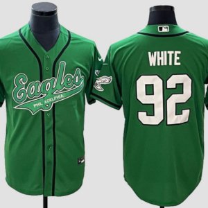 Eagles White Kelly Green Baseball Style Jersey