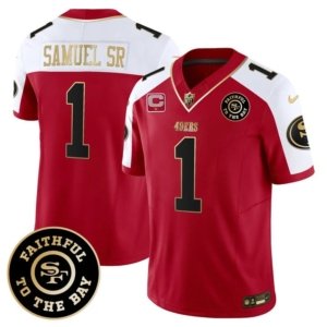 49ers Samuel Sr Faithful To The Bay Patch Alternate Red Vapor Jersey