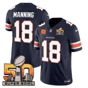 Broncos Manning Super Bowl 50 Patch Navy Vapor Jersey