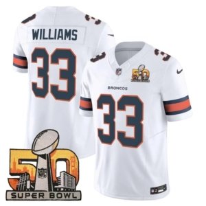 Broncos Williams Super Bowl 50 Patch White Vapor Jersey