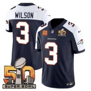 Broncos Wilson Super Bowl 50 Patch Navy Alternate Vapor Jersey