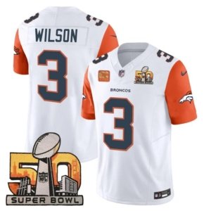Broncos Wilson Super Bowl 50 Patch Orange Sleeves Vapor Jersey