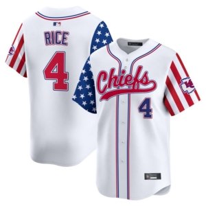 Chiefs Rashee Rice Independence Day Baseball Style Jersey White
