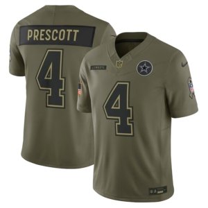 Cowboys Dak Prescott Olive 2025 Salute to Service Jersey