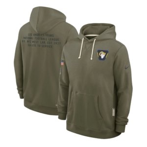Rams Olive 2025 Salute to Service Hoodie Back