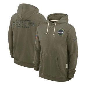 Seahawks Olive 2025 Salute to Service Hoodie Back