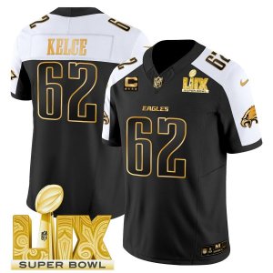 Eagles Jason Kelce Super Bowl LIX Black Gold Alternate Jersey