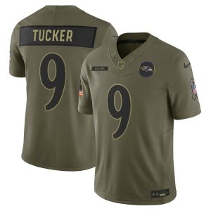 Ravens Justin Tucker Olive 2025 Salute to Service Jersey