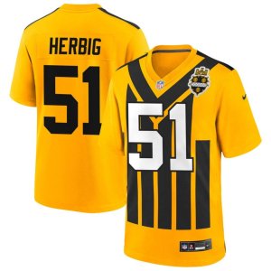Steelers Nick Herbig Jersey Gold Throwback